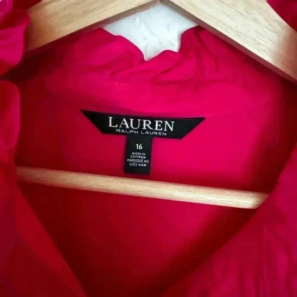 Lauren Ralph Lauren Cotton Cap Sleeve Ruffle Tiered Mini Shirt Dress Size - Picture 4 of 8